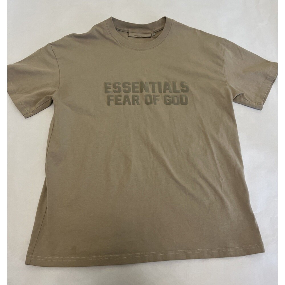 Fear of God Essentials Men's T-Shirt Medium Brown 3D Logo Short Sleeves